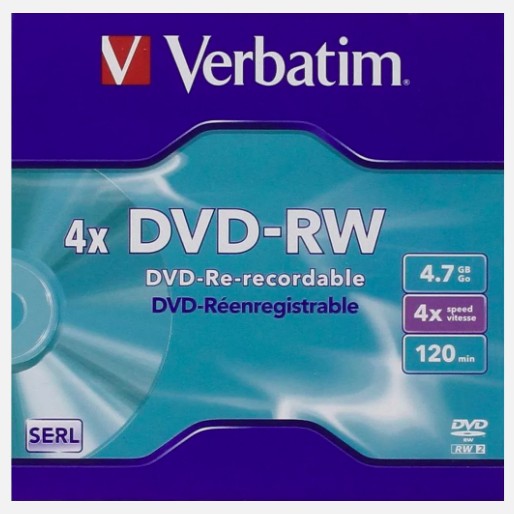 Płyta DVD-RW Verbatim 4,7GB x4  (1) Jewel (43285)